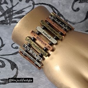 Mixed Metal Inspirational Stretch Bracelet